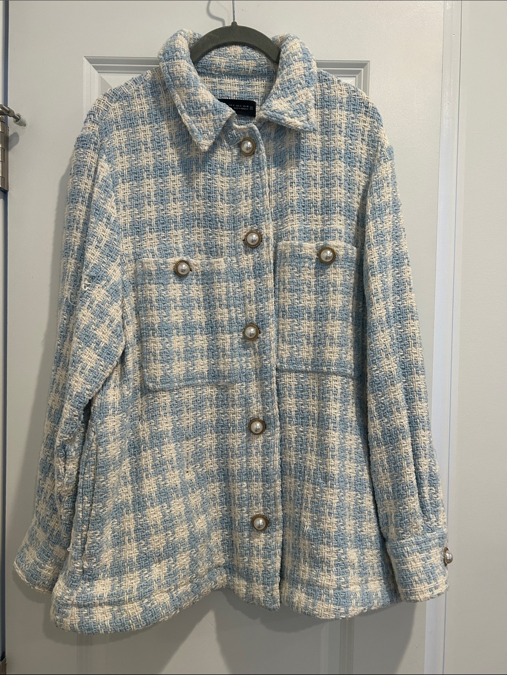 Zara Houndstooth Oversized Shirt Jacket